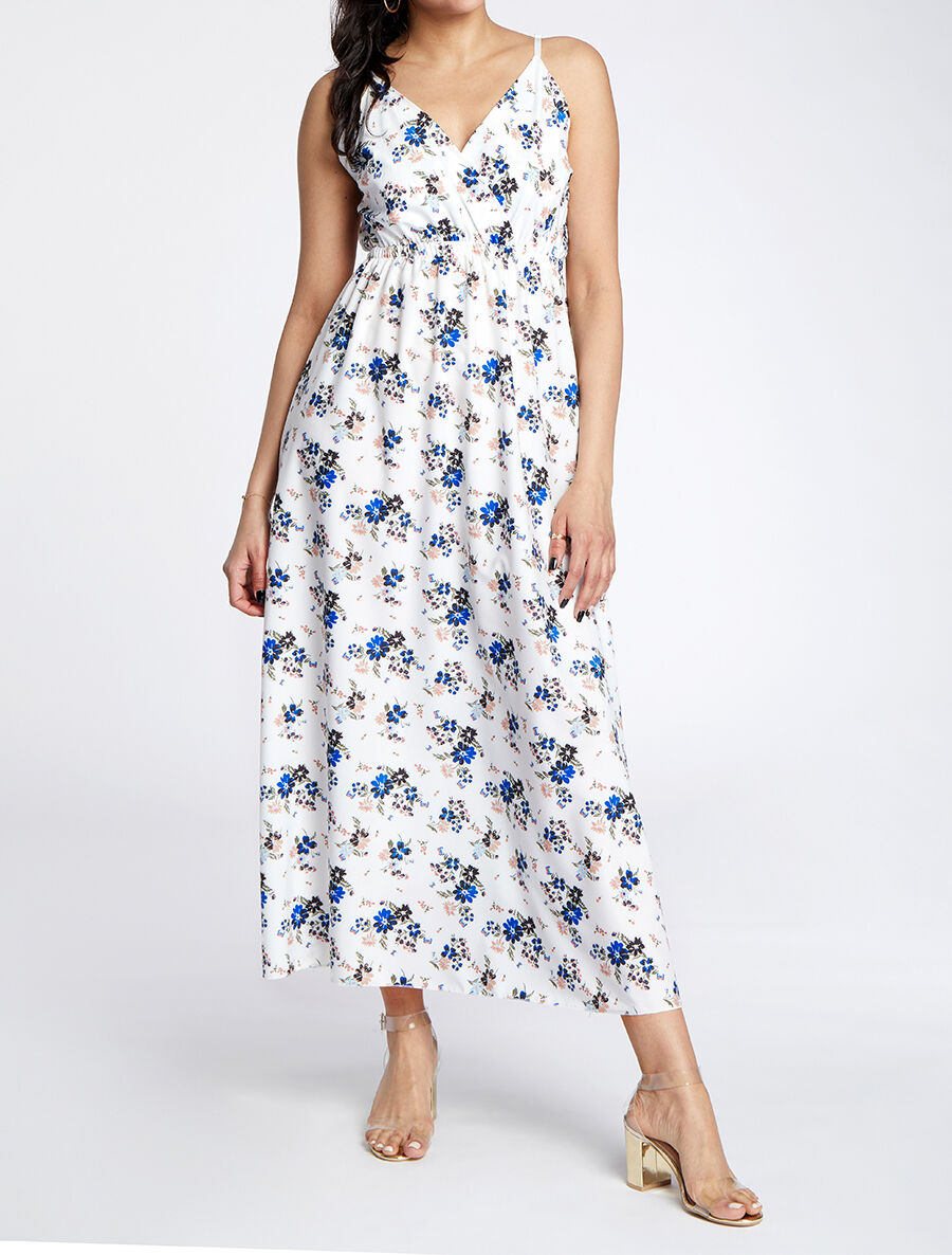 Robe longue à imprimé petites fleurs - Blanc - 4