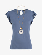 Top droit à épaules volantées - Bleu - 4