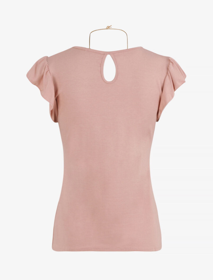 Top droit à épaules volantées - Rose - 2