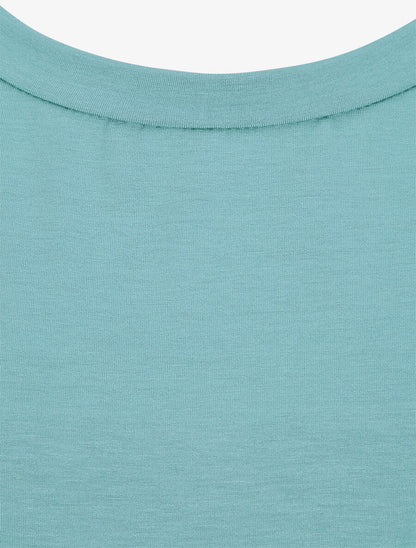 Top oversize uni à épaules ajourées - Bleu lagon - 3