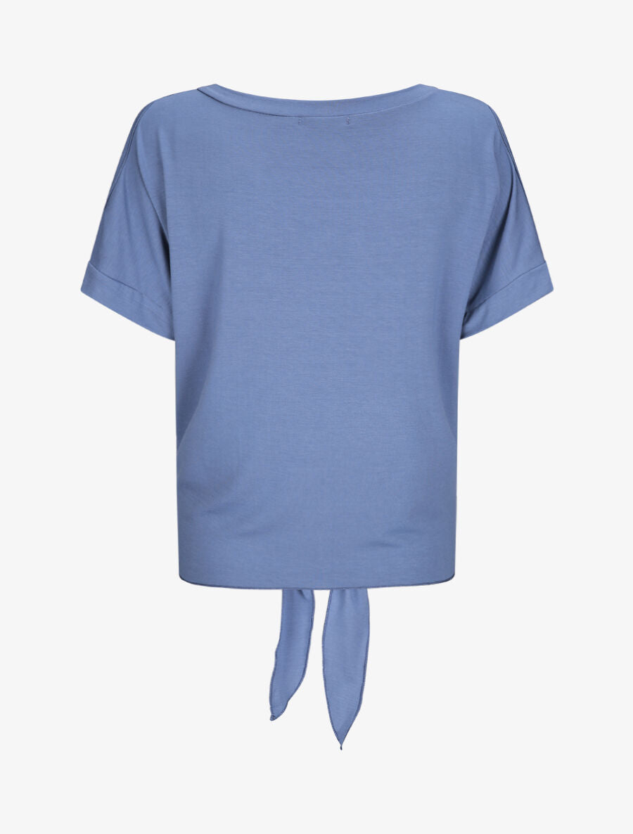 Top oversize uni à épaules ajourées - Bleu - 2