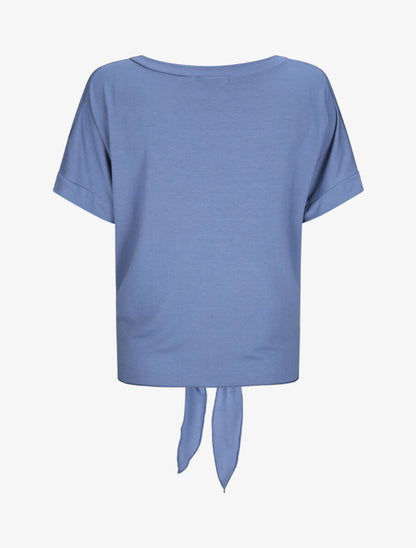 Top oversize uni à épaules ajourées - Bleu - 2