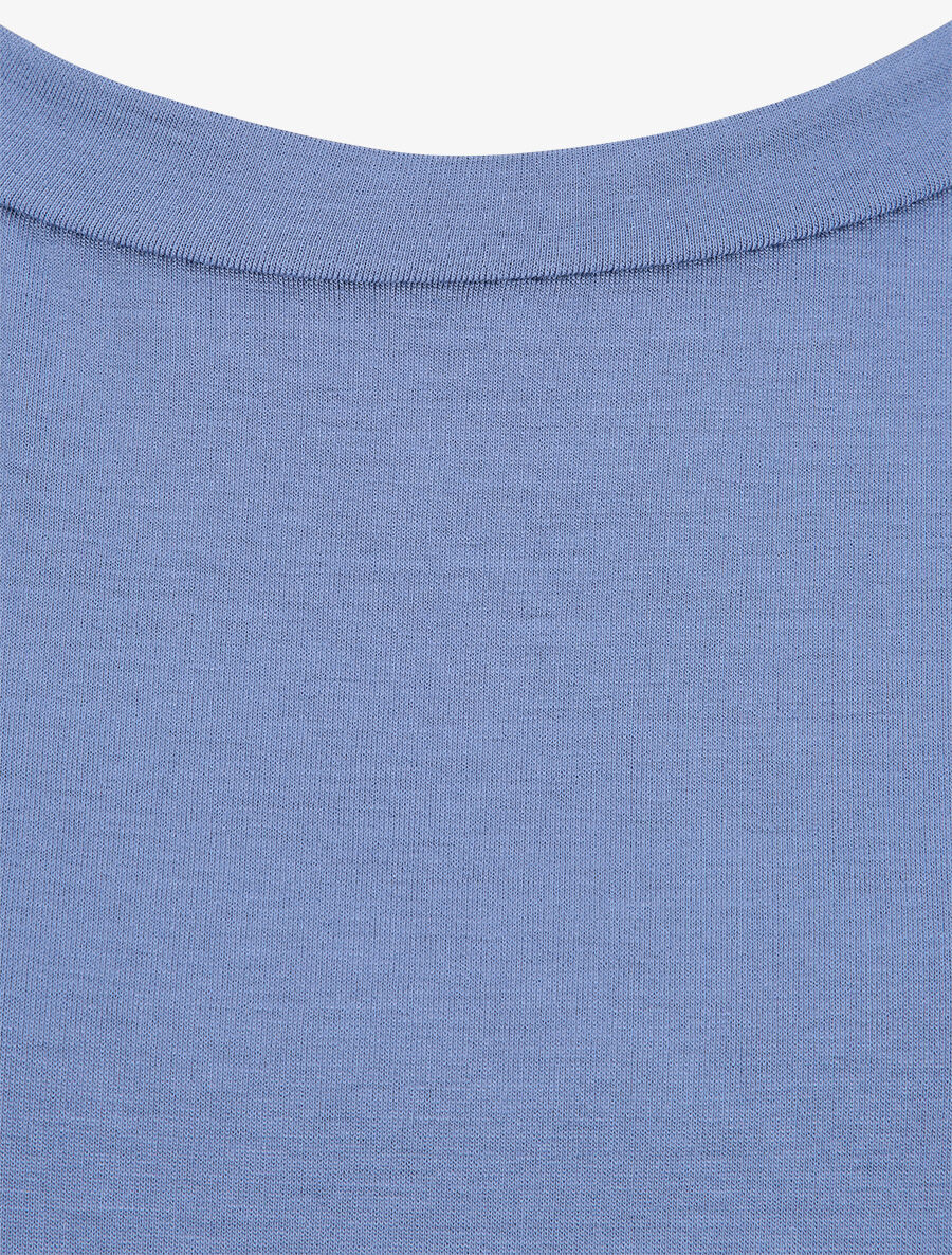 Top oversize uni à épaules ajourées - Bleu - 3