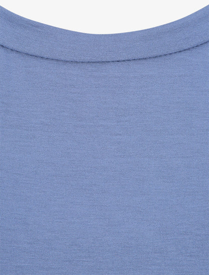 Top oversize uni à épaules ajourées - Bleu - 3