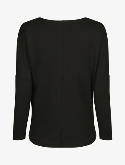 Top oversize uni à col bénitier - Noir - 2