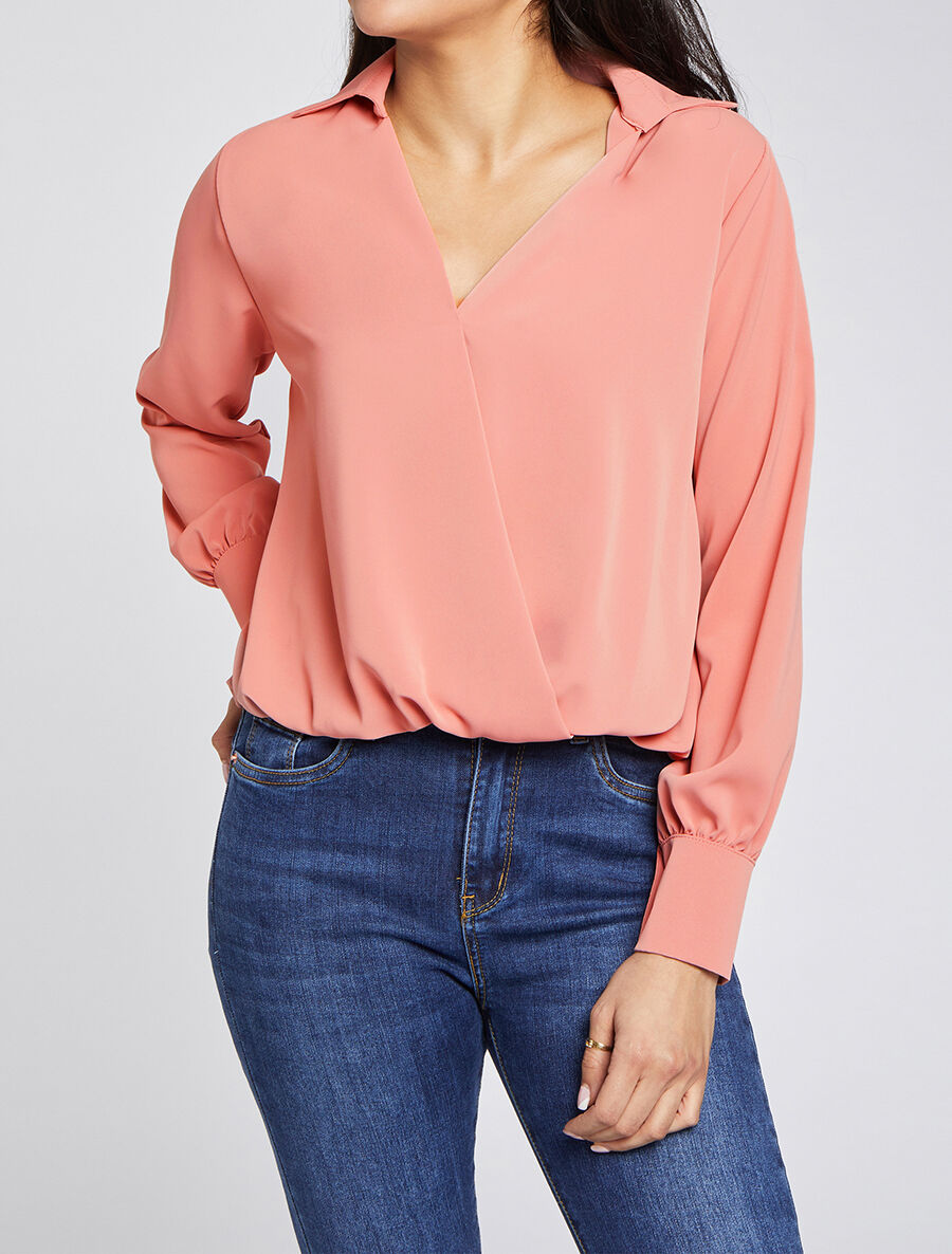 Blouse oversize asymétrique - Rose saumon - 4