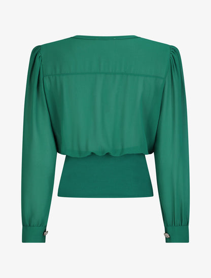 Blouse cache-coeur à boutons stylisés - Vert - 2