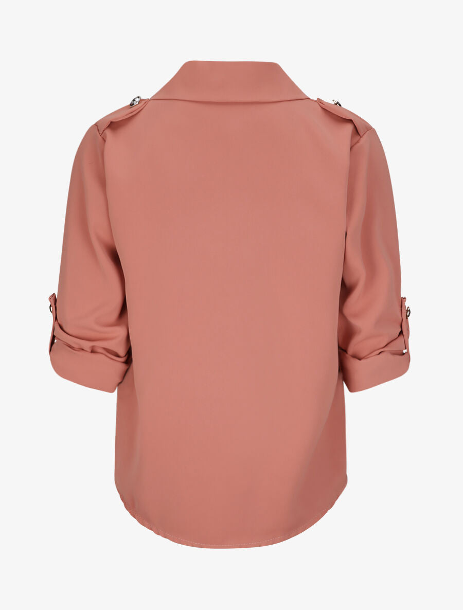 Chemise fluide unie - Rose - 2
