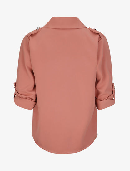 Chemise fluide unie - Rose - 2