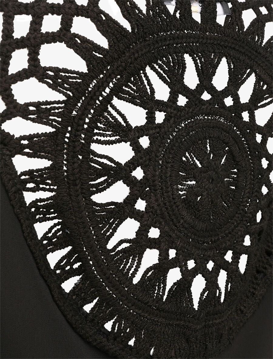 Top ample uni à dos en crochet - Noir - 3