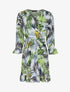 Robe imprimé tropical à manches et bords volantés - Blanc - 1