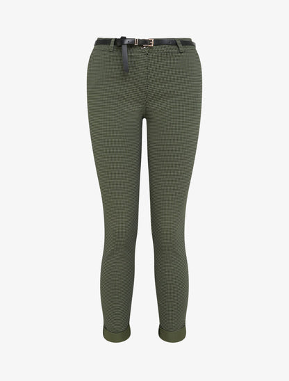 Pantalon 7/8 imprimé trèfle à revers - Kaki - 1