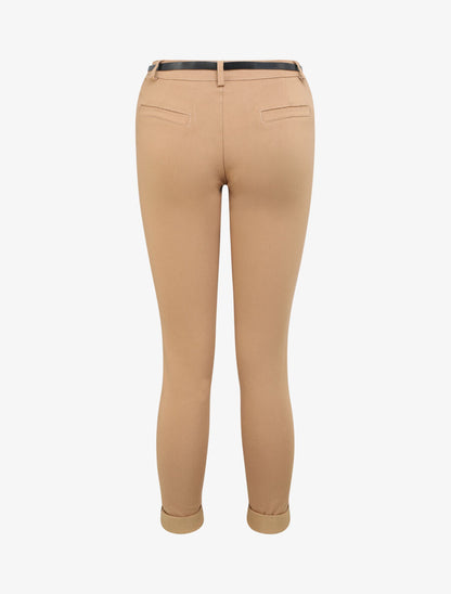 Pantalon 7/8 uni à revers - Camel - 2