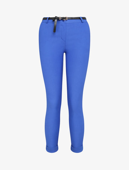 Pantalon 7/8 uni à revers - Bleu roi - 1