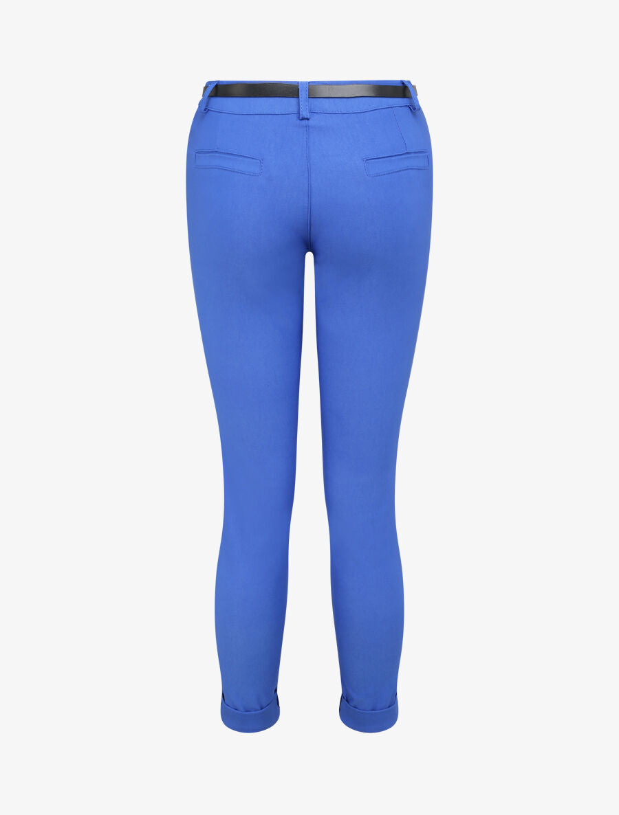 Pantalon 7/8 uni à revers - Bleu roi - 2
