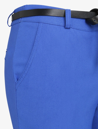 Pantalon 7/8 uni à revers - Bleu roi - 3