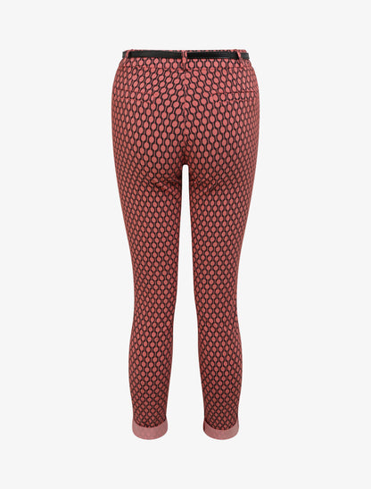 Pantalon 7/8 imprimé rond à revers - Rouge brique - 2