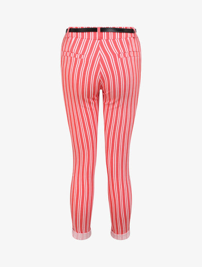 Pantalon 7/8 imprimé rayé à revers - Rouge - 2