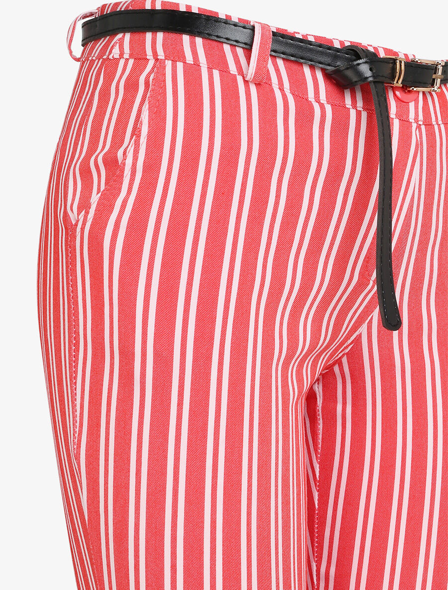 Pantalon 7/8 imprimé rayé à revers - Rouge - 3