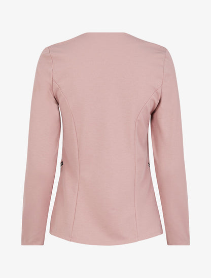 Veste à col biseauté et poches zippées - Rose poudré - 2