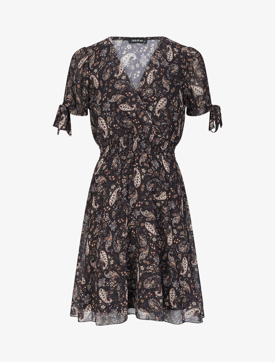 Robe à imprimé cachemire - Noir - 1