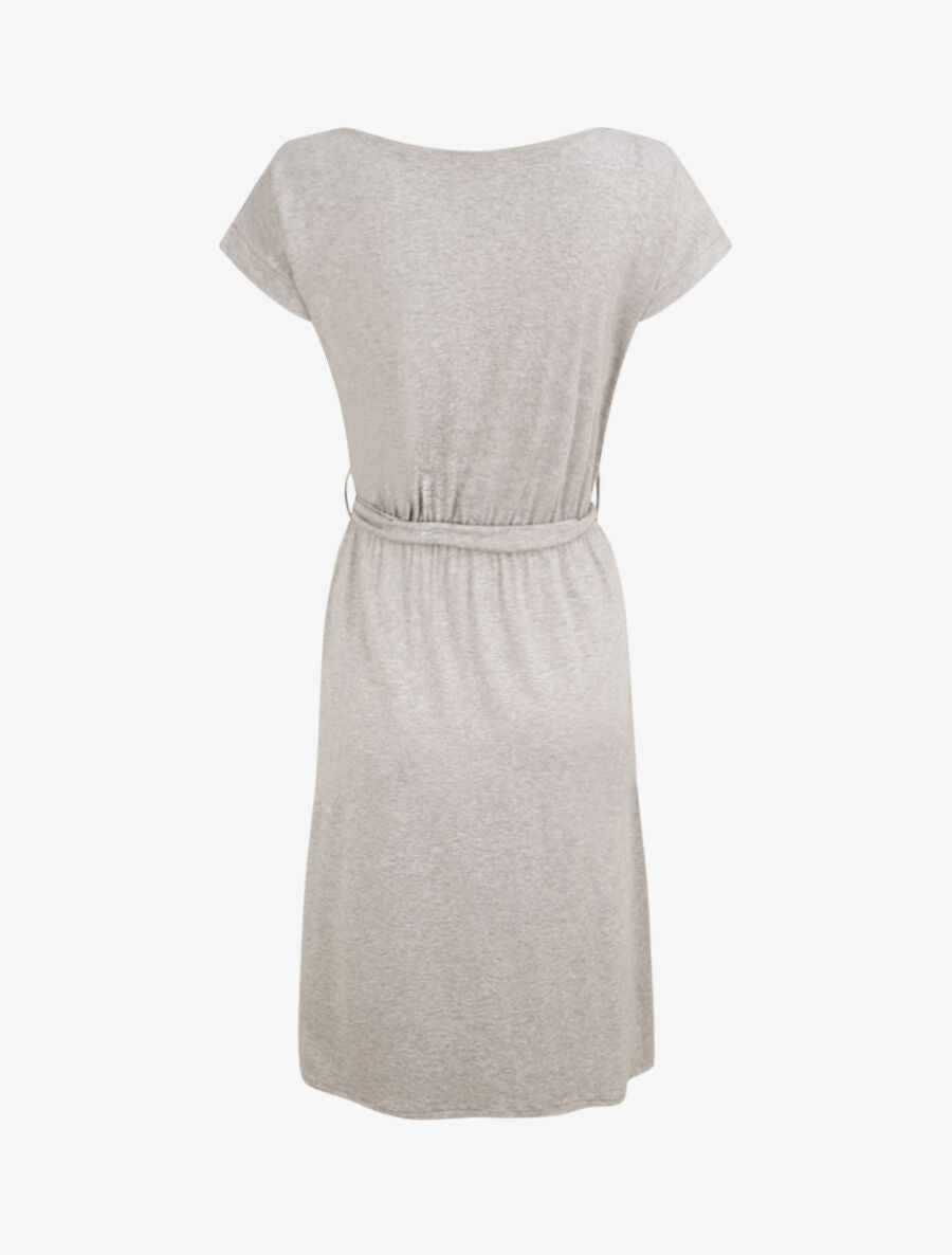 Robe mi-longue cintrée style portefeuille - Gris chiné - 2