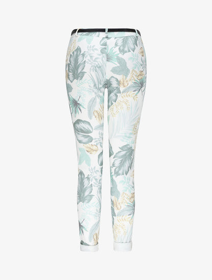 Pantalon à revers imprimé feuilles - Vert - 2