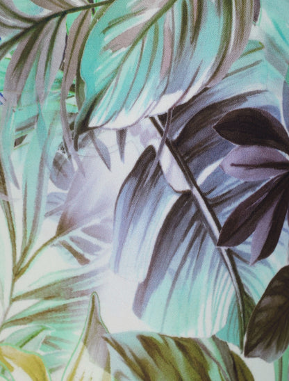 Pantalon imprimé tropical à taille élastiquée - Vert - 3