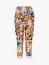 Pantalon imprimé tropical à taille élastiquée - Jaune - 1