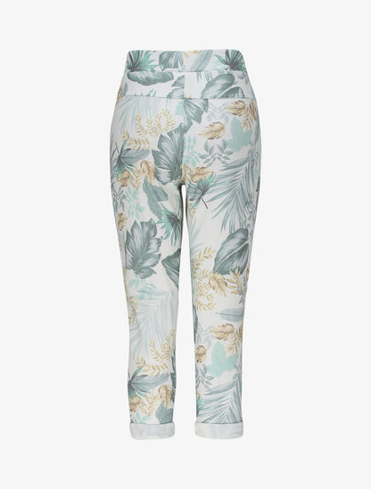 Pantalon imprimé jungle à taille élastiquée - Vert - 2