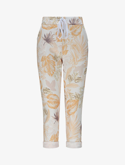 Pantalon imprimé jungle à taille élastiquée - Orange - 1