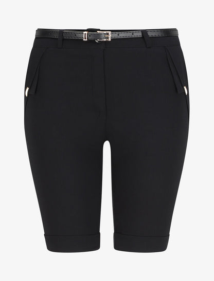 Bermuda uni taille haute - Noir - 1