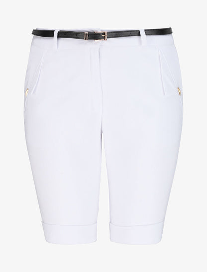 Bermuda uni taille haute - Blanc - 4