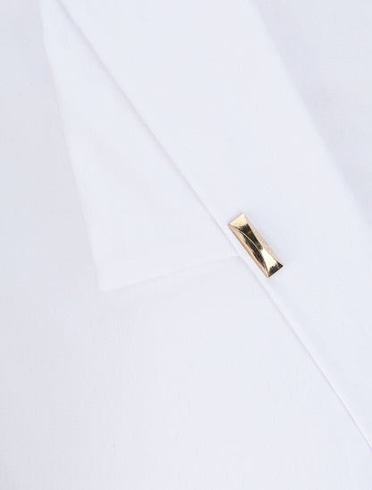 Bermuda uni taille haute - Blanc - 3