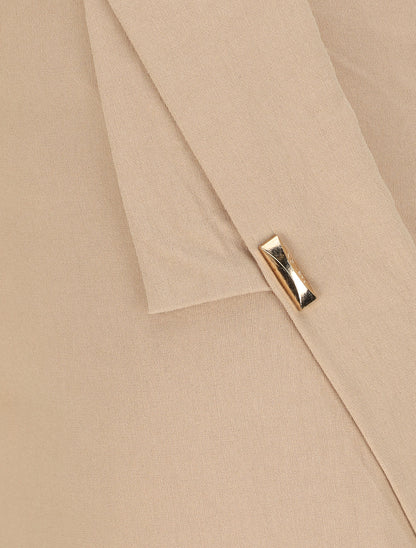 Bermuda uni taille haute - Camel - 3