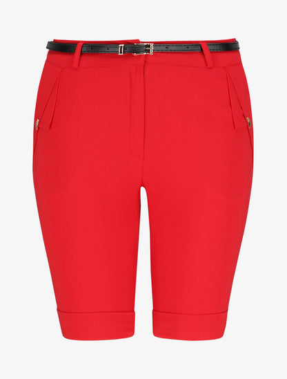 Bermuda uni taille haute - Rouge - 1