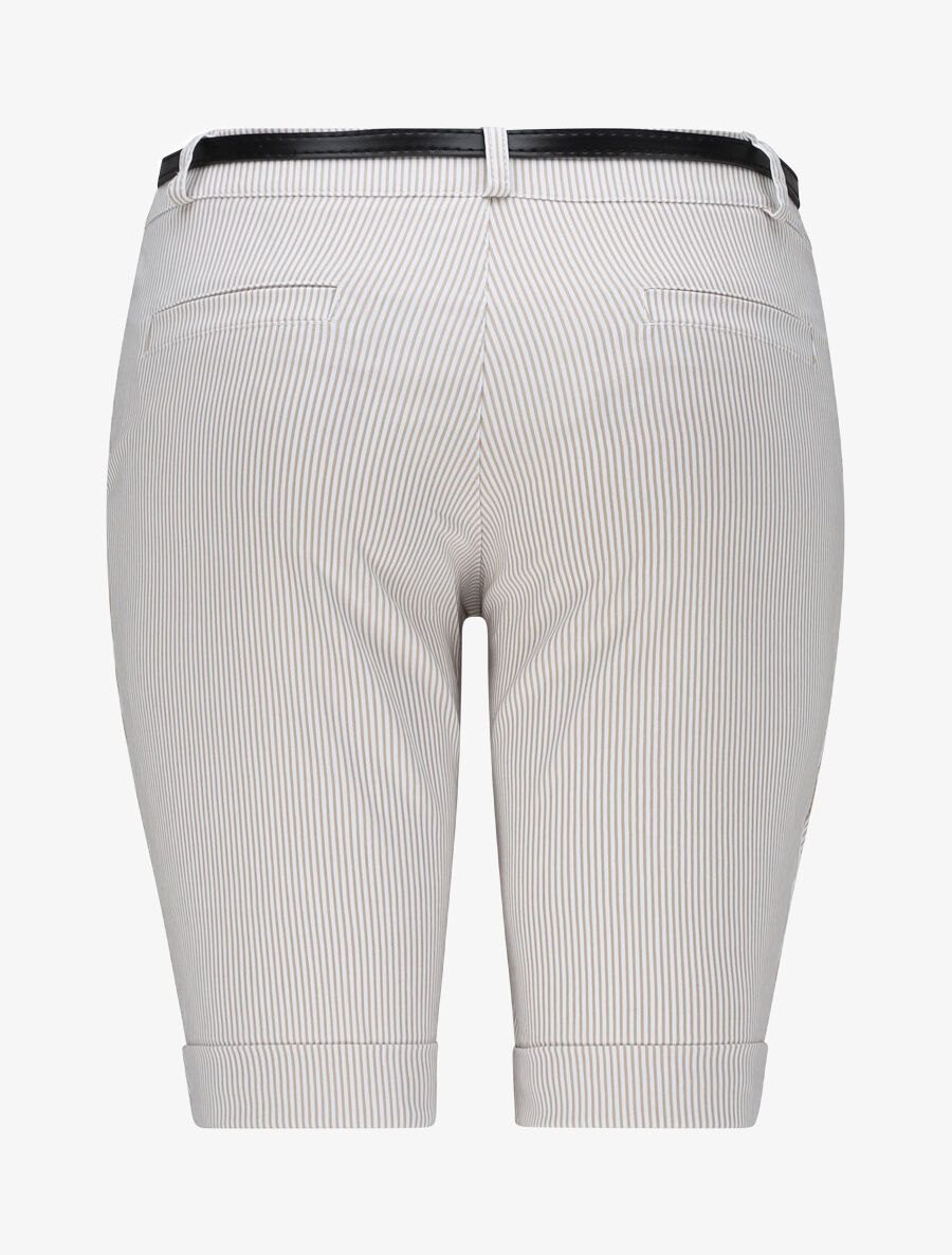 Bermuda à revers imprimé rayures - Beige - 2