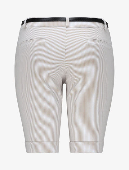 Bermuda à revers imprimé rayures - Beige - 2