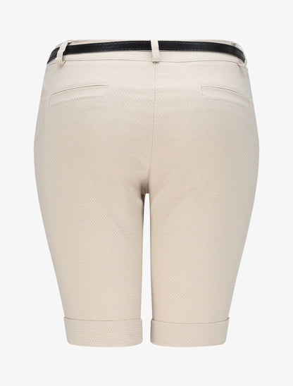 Bermuda à revers imprimé pois - Beige - 2