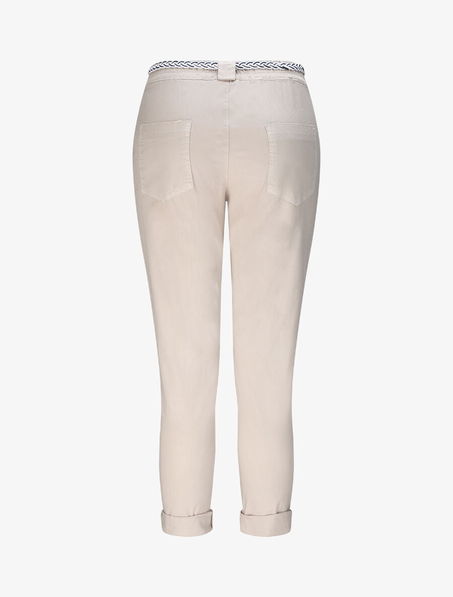Pantalon droit à taille haute élastiquée - Beige - 2