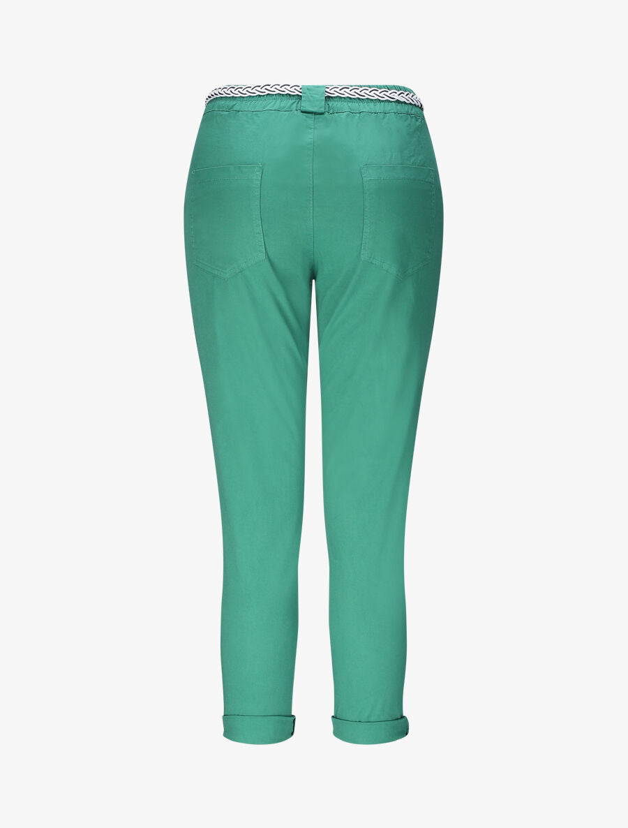 Pantalon droit à taille haute élastiquée - Vert - 2
