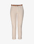 Pantalon chino taille haute uni en coton mélangé - Beige - 4