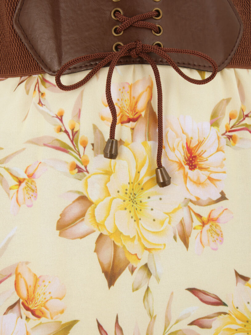 Jupe midi fluide imprimé floral - Jaune - 3