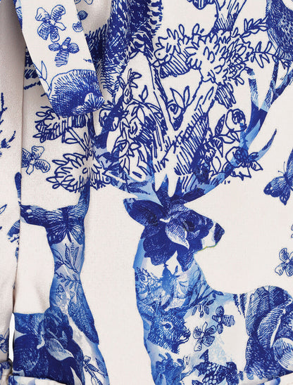 Short imprimé fleuri et animal à revers - Bleu roi - 3