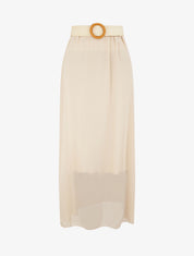 Jupe longue évasée en voile uni - Beige - 1