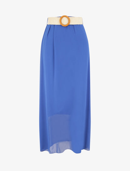 Jupe longue évasée en voile uni - Bleu électrique - 5