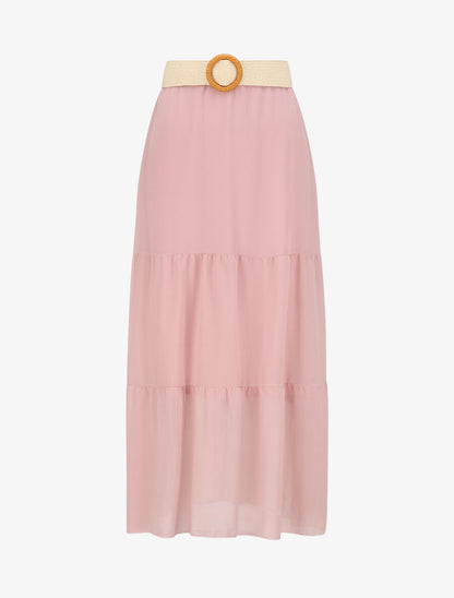 Jupe longue unie en voile - Rose - 1