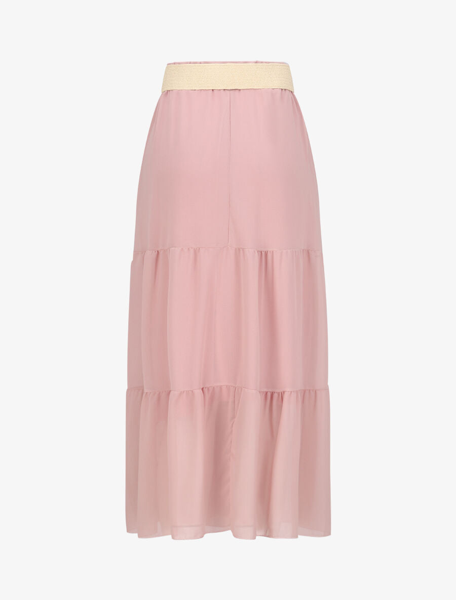 Jupe longue unie en voile - Rose - 2