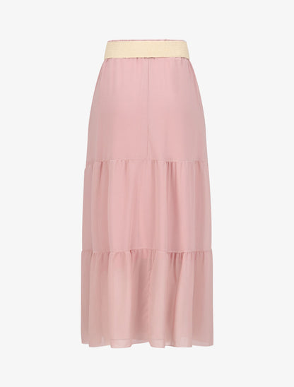 Jupe longue unie en voile - Rose - 2