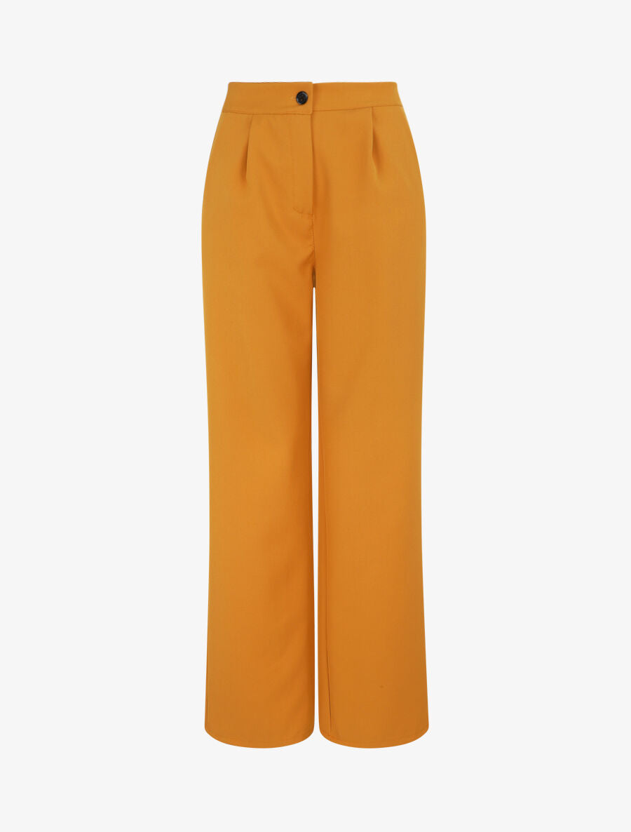 Pantalon ample coupe droite - Jaune moutarde - 4